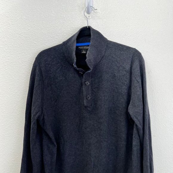 Banana Republic‎ cotton cashmere dark gray long sleeve mens sweater  Size: L - Picture 6 of 7
